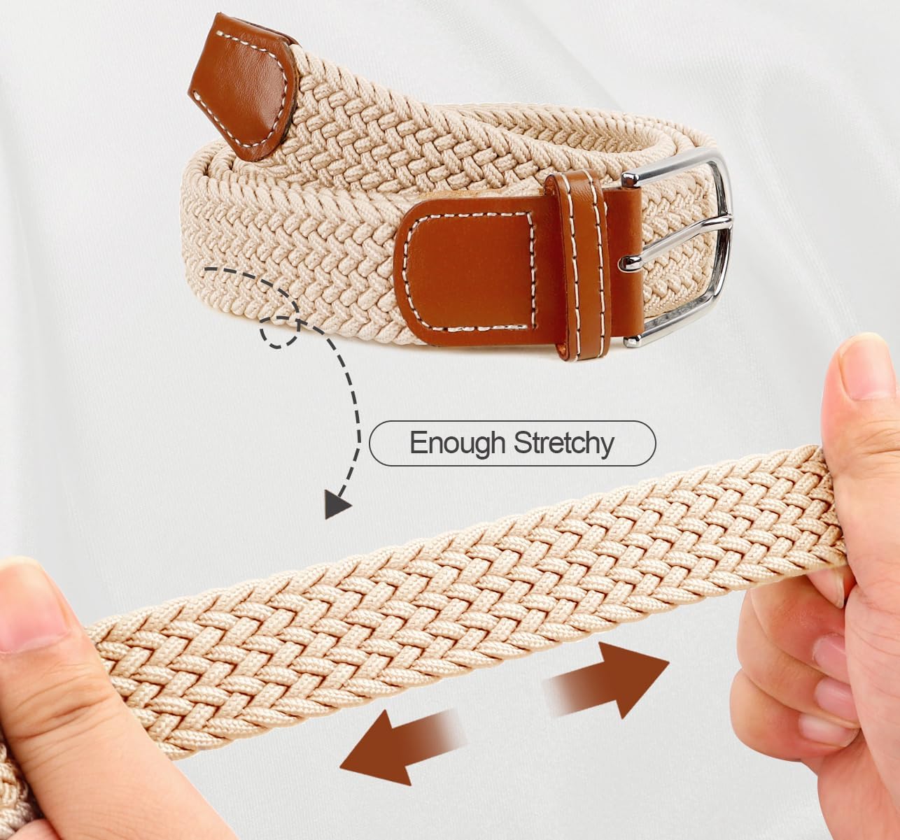 Multicolored Woven Stretch Belt for Men and Women, Braided Elastic Golf Belts Jeans Casual Pants Sport Belt - Image 4