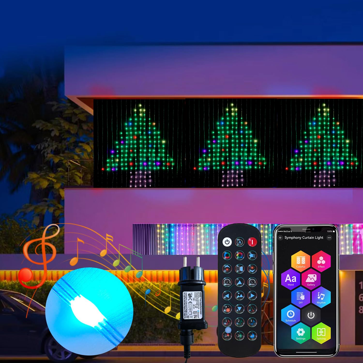 Cortinas luminosas, guirnalda luminosa de 2 x 2 m, 400 LED, cortinas luminosas multicolor RGBIC 1600 colores ajustables, DIY dinámico, IP65 impermeables, guirnalda luminosa para dormitorio, interior