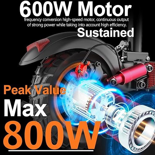 Miniatura 4 de Patinete eléctrico de 1610 Ah, 35 millas 30 MPH, motor de 800 W para adultos con asiento y doble frenado, neumáticos de 10 pulgadas plegables E