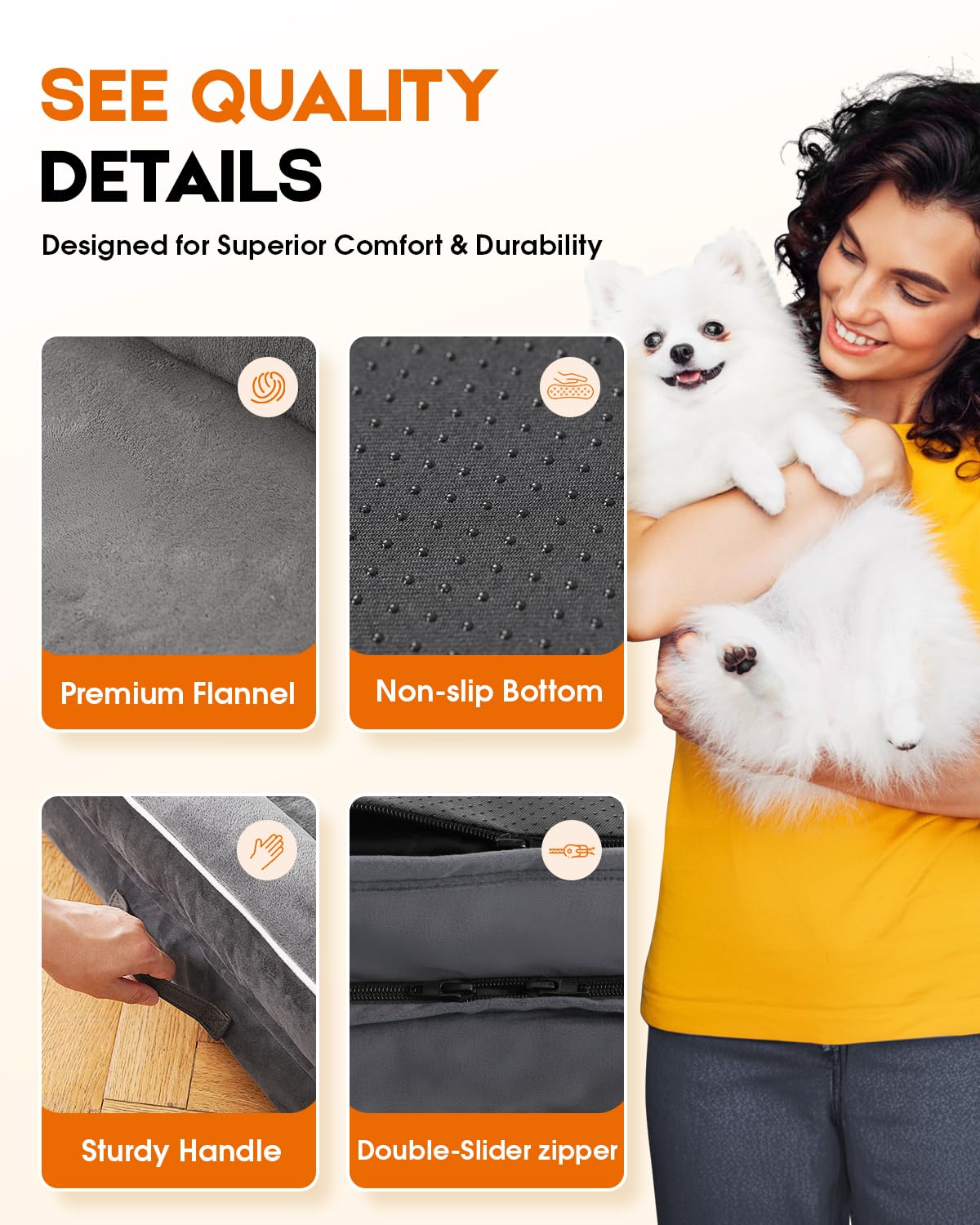 Upvilla Cama ortopédica para Perros, sofá Cama Impermeable para Perros (Gris, Grande)