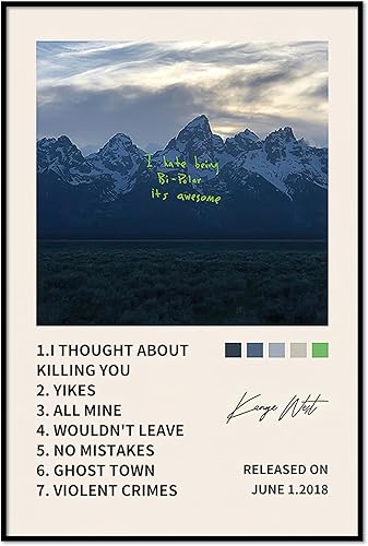 Ruicnte Kanye - Póster de lienzo West, portada de álbum de Kanye, póster de edición limitada, pósteres de lienzo de música de rapero para decoración