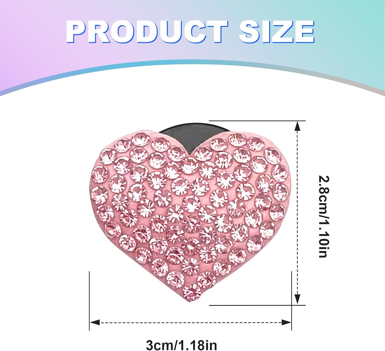 4PCS Car Bling Heart Air Vent Clips, Crystal Rhinestone Air Conditioning Outlet Clip, Air Freshening & Decorative, Universal for Most Car Vent Grills (Pink)