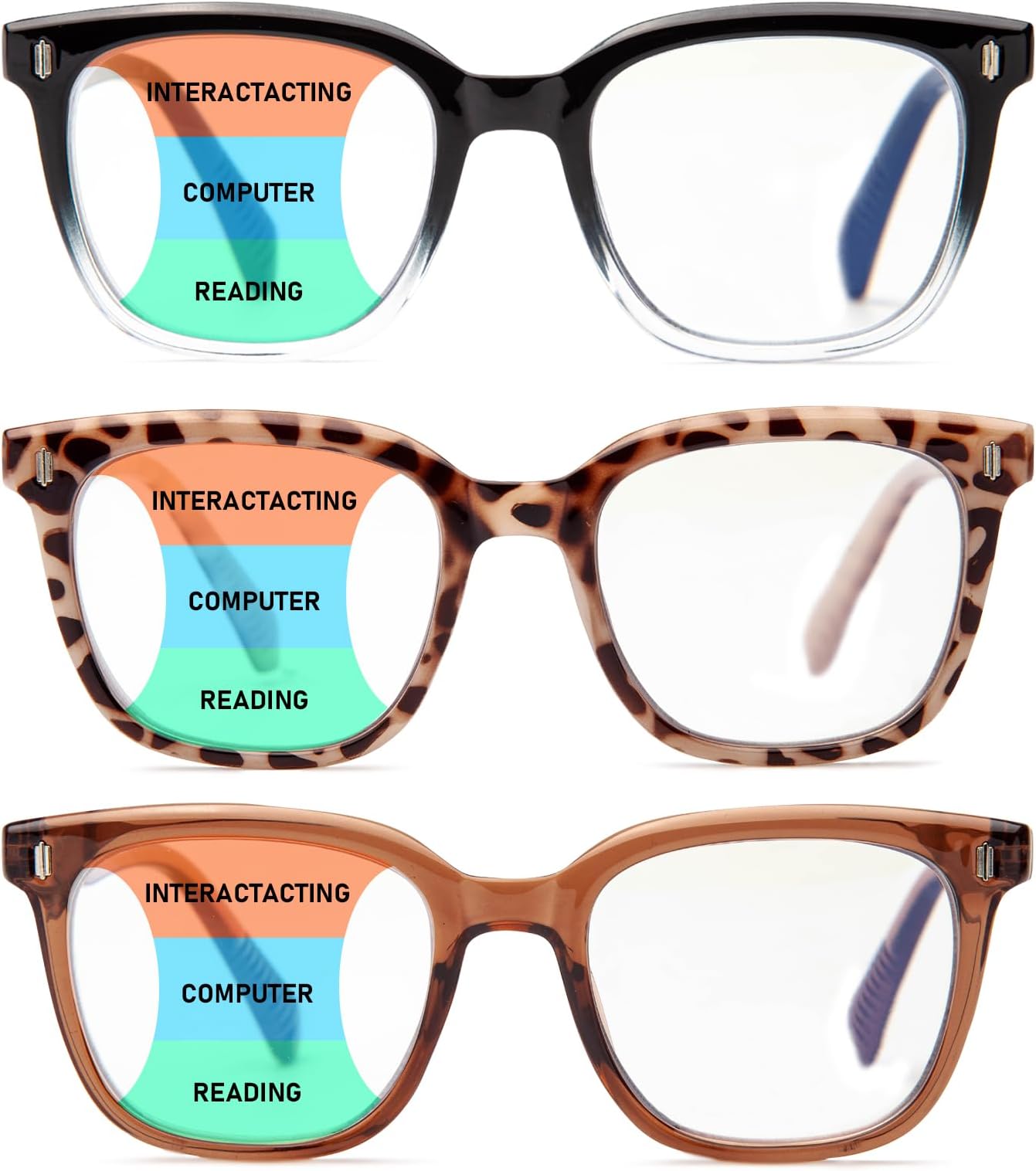 Amazon.com: Sumkyle 3 Pack Progressive Multifocal Reading Glasses for ...