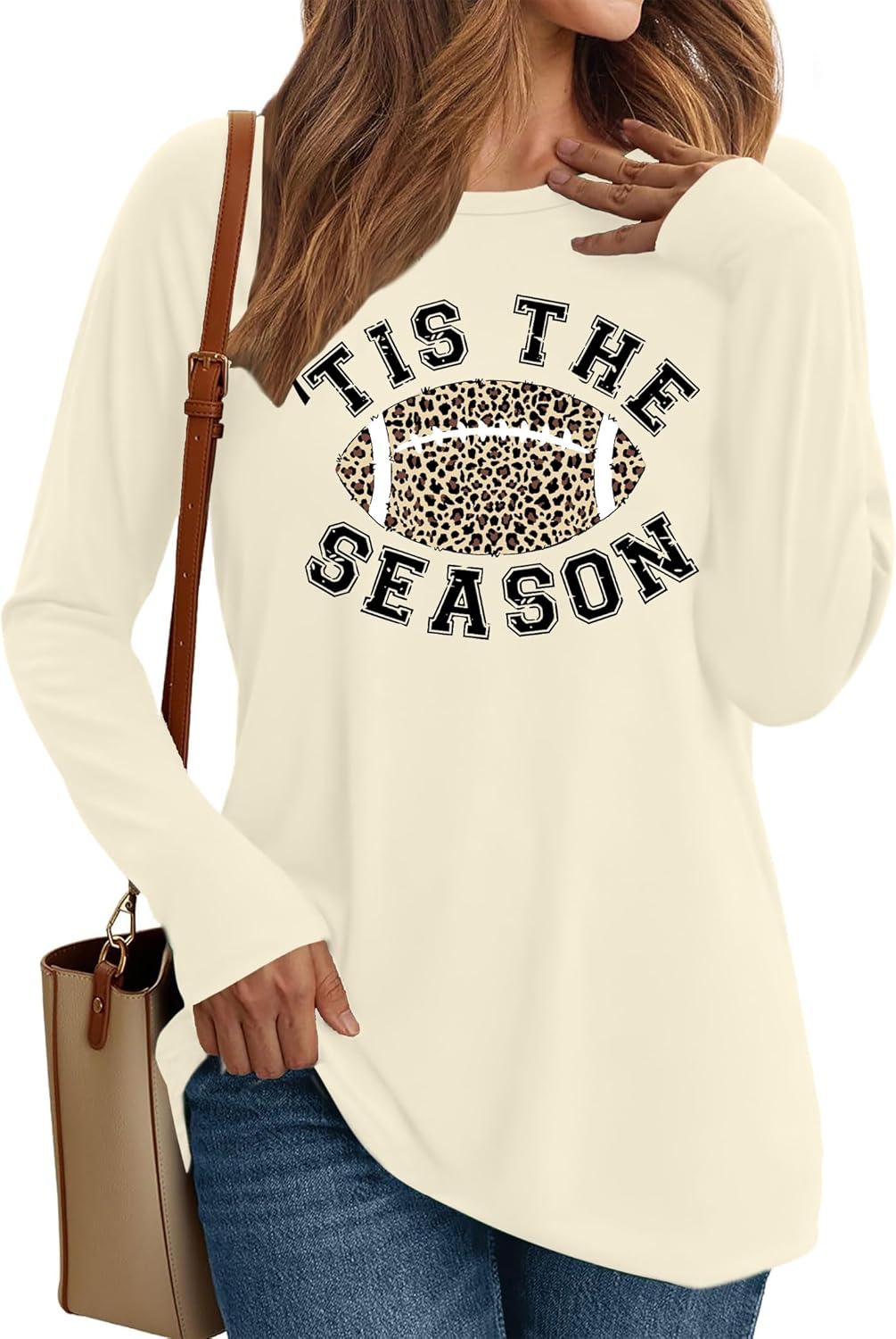 Football Shirts for Women Game Day T-Shirts Touchdown Printed Shirt Casual Football Season Long Sleeve Shirt