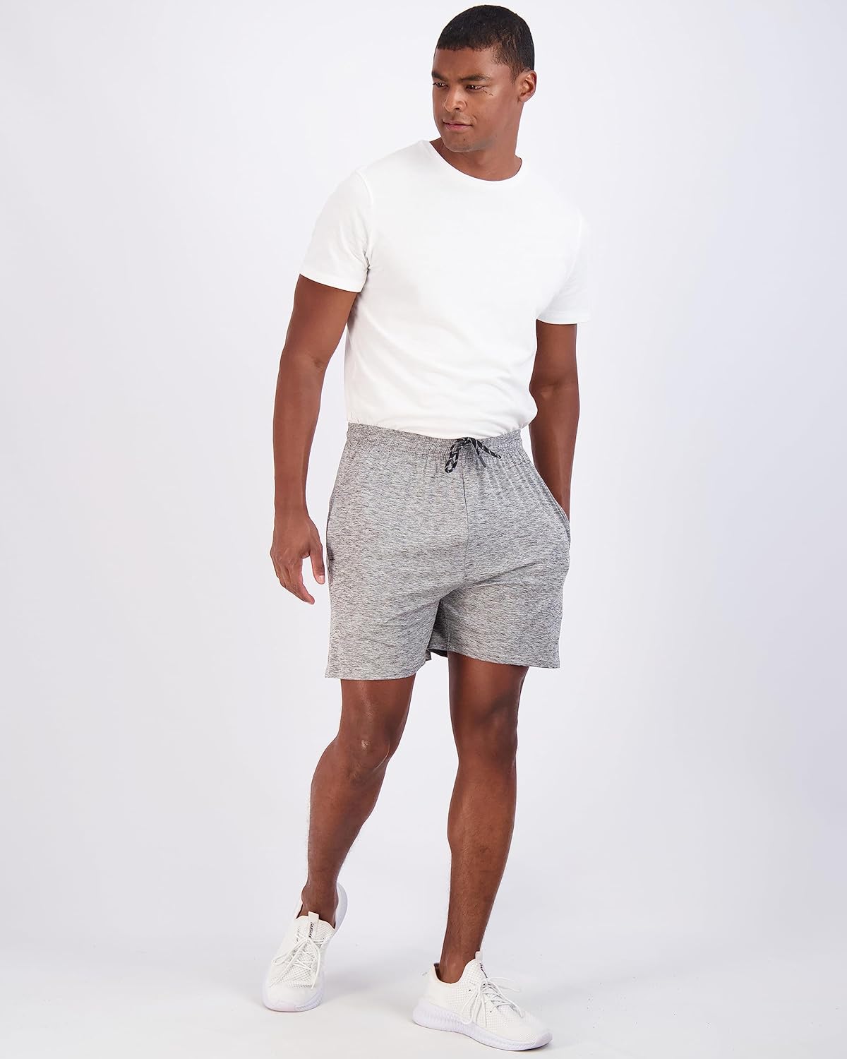 Real Essentials 5 Pack: Men's 5" Inseam Dry-Fit Running Workout Shorts - Pockets & Drawstring (Available in Big & Tall) - Image 5