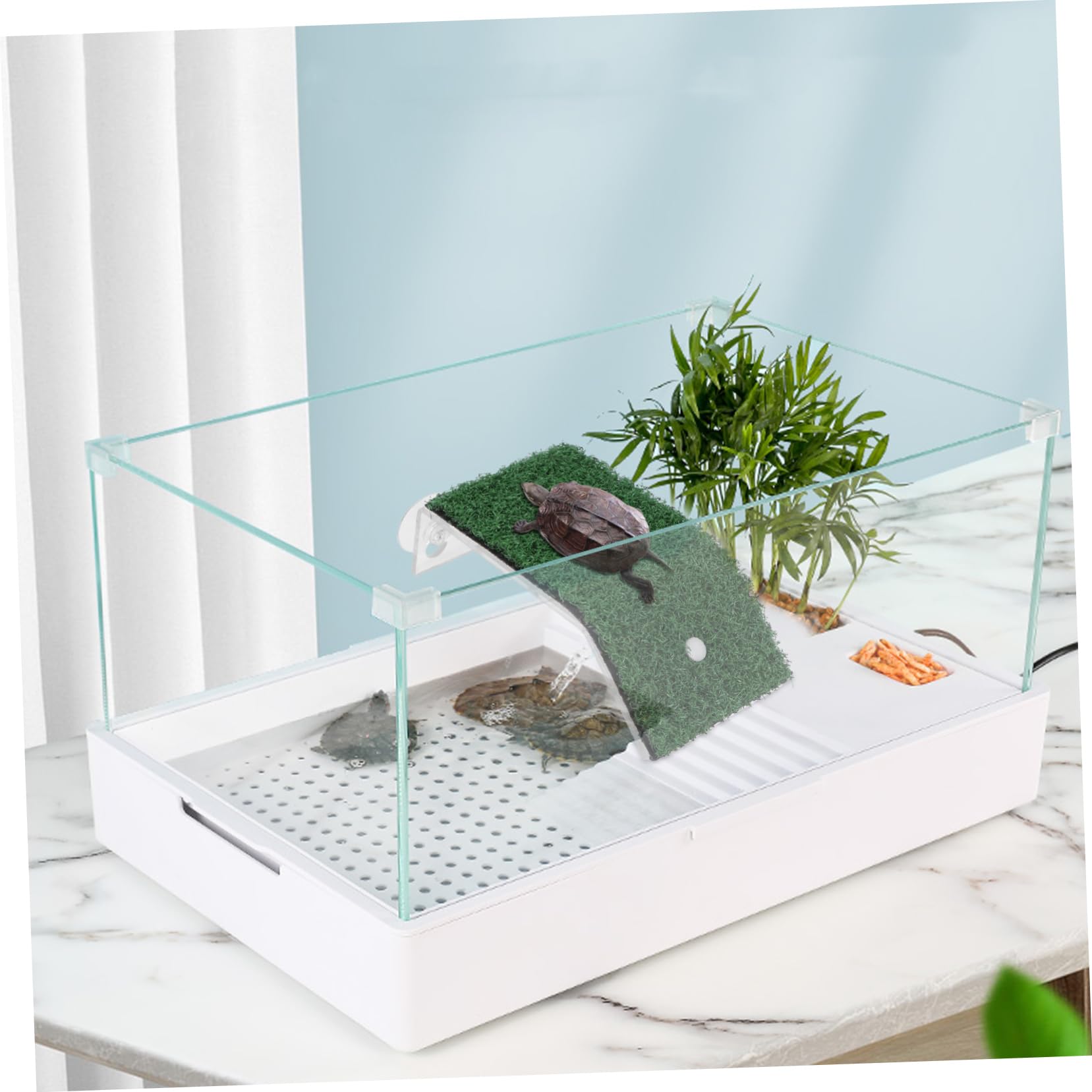COSMEVIVI Turtle Terrace Floating Island Reptile Substrate Turtle Platform Drying Dock for Small Turtles
