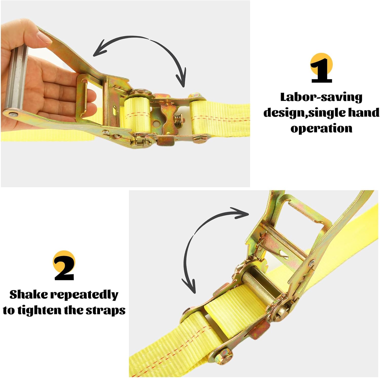 4 Pack 2 Inch Ratchet Straps Heavy Duty 20ft Tie Down Straps Ratchet Flat Hook, 10000 LBS Break Strength, Cargo Ratchet Strap for Moving, Truck, Trailers, Motorcycles, Kayaks, Car Roof