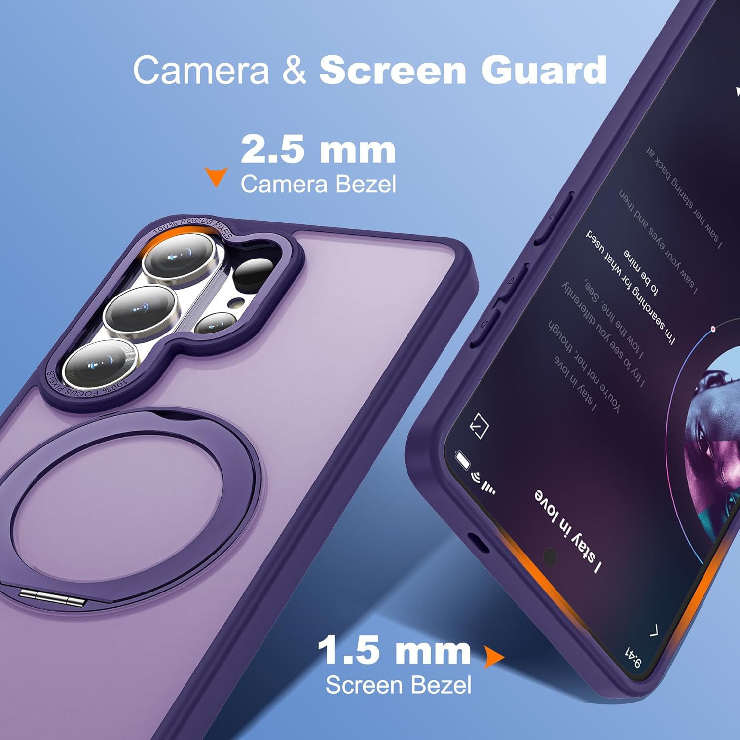 for Samsung Galaxy S26 Ultra Case with 360°Rotatable Magnetic Ring Stand Compatible with Mag-Safe Military Protection Matte Translucent Phone Case for Galaxy S26 Ultra 6.9",Dark Purple