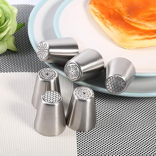 Miniatura 3 de Juego de 6 puntas de tuberías, puntas de glaseado de flores, boquillas de glaseado, puntas de glaseado de acero inoxidable, boquillas de tuberías de