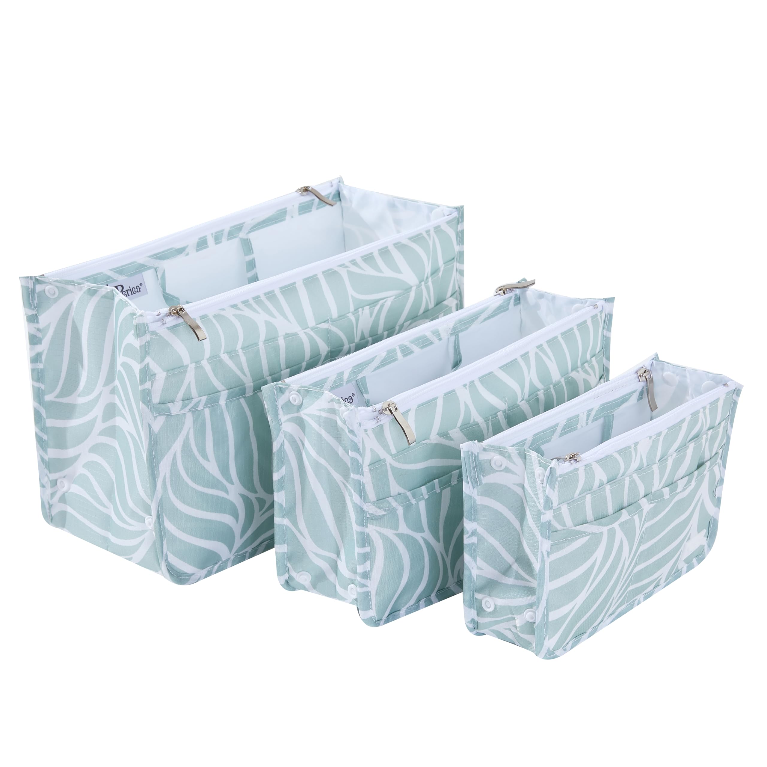 Periea 'Signature' Luxury Handbag Organiser Insert - 3 Sizes - (Seafoam Waves, Large) — view 9