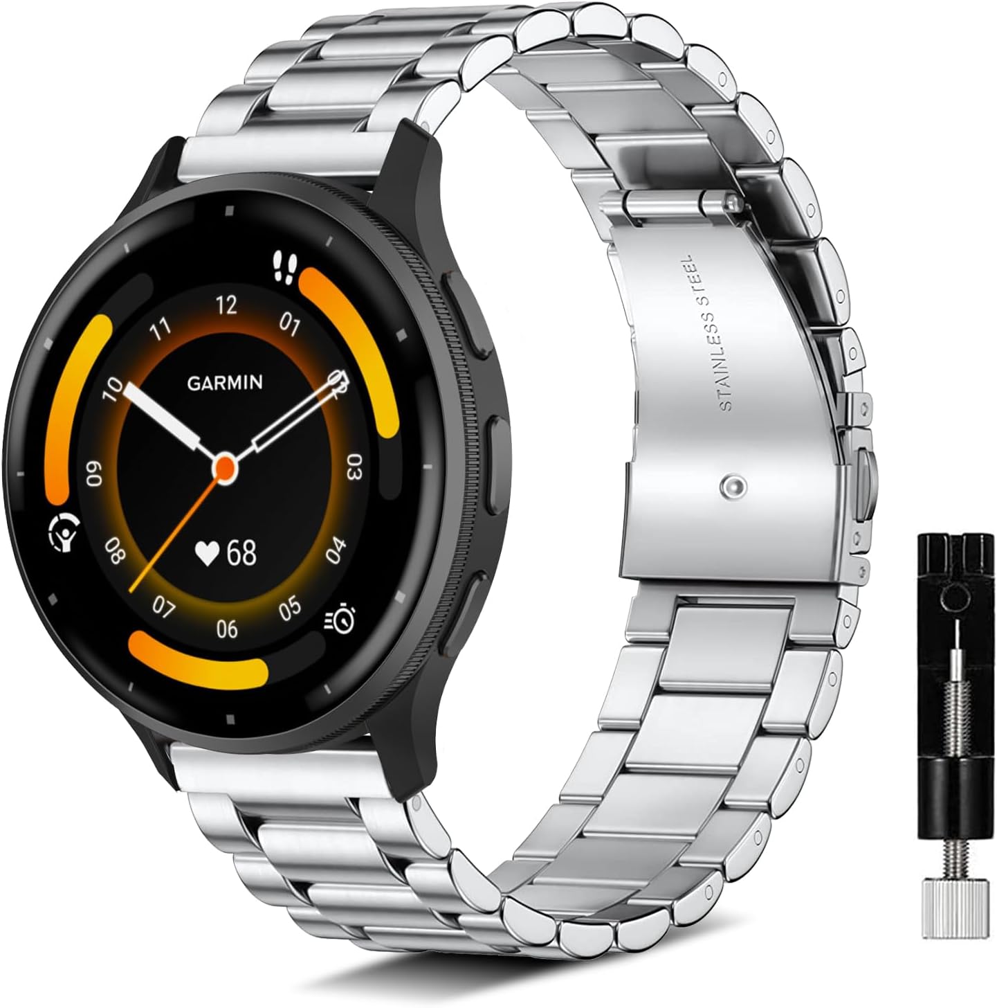 YealRed 20 Mm Bracelet De Montre Métal Compatible Avec Garmin Forerunner 570 42mm/Vívoactive 6/5, Sangles De Remplacement Magnétiques Pour Garmin Forerunner 165/165 Music (Argent