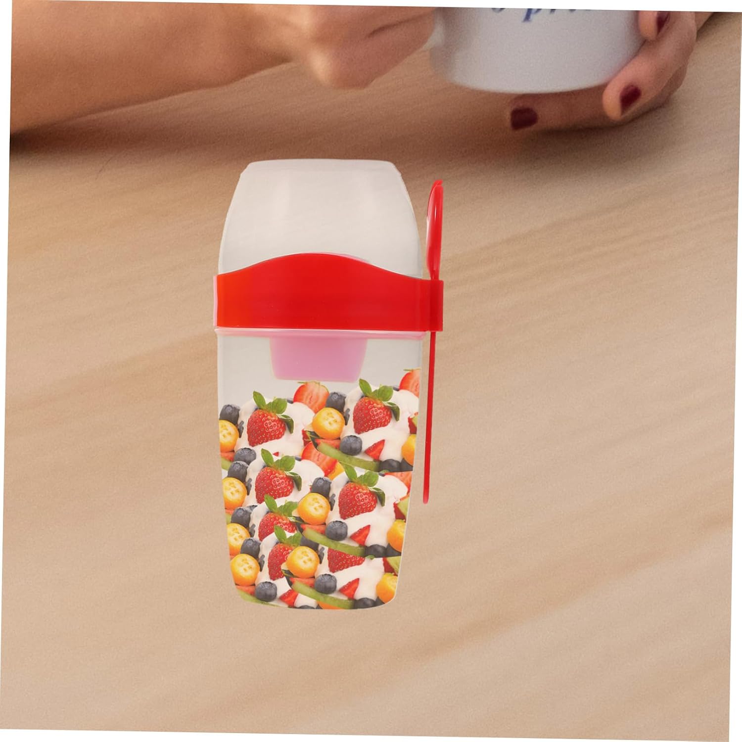 Portable Salad Cup Lid and Spoon 2pcs Double Layer Container for Breakfast and Salad Travel-Friendly for-the-Go Meals