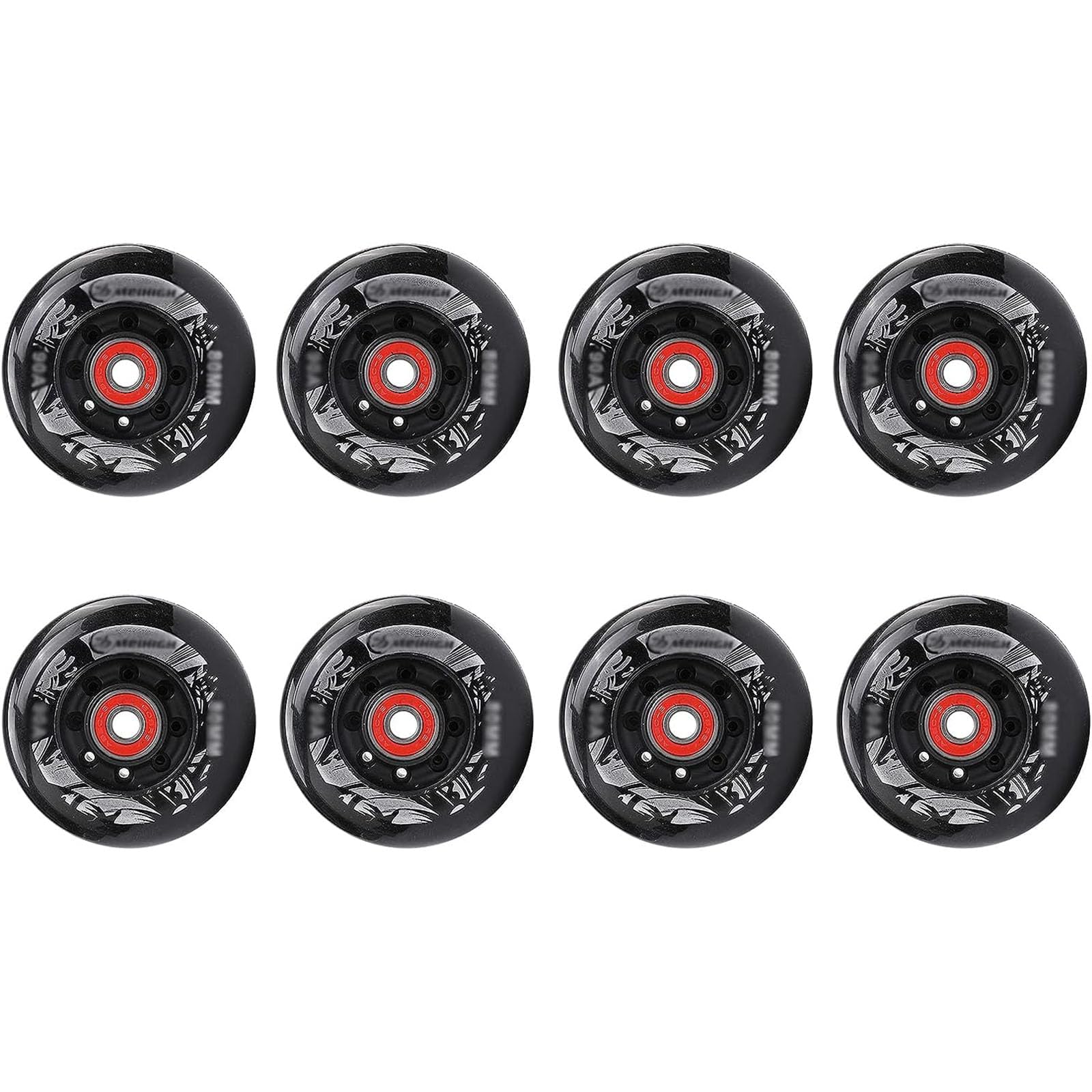 Inline Skate Wheels, 60-80mm PU Replacement Wheels with Bearings, 90A Durometer (4, A, 60MM)