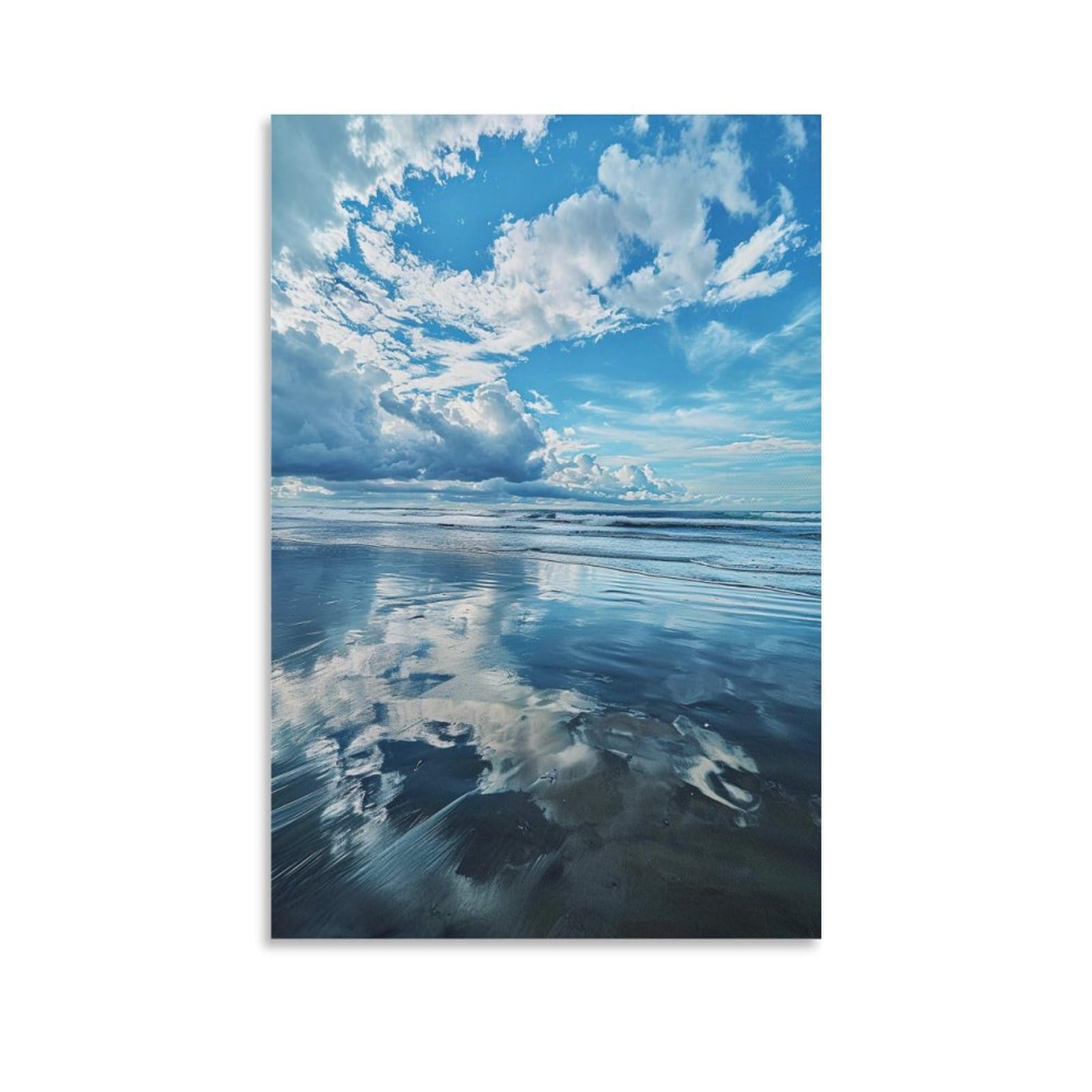青い空に引掻いたような雲抽象画キャンパスアクリル絵画海滝水