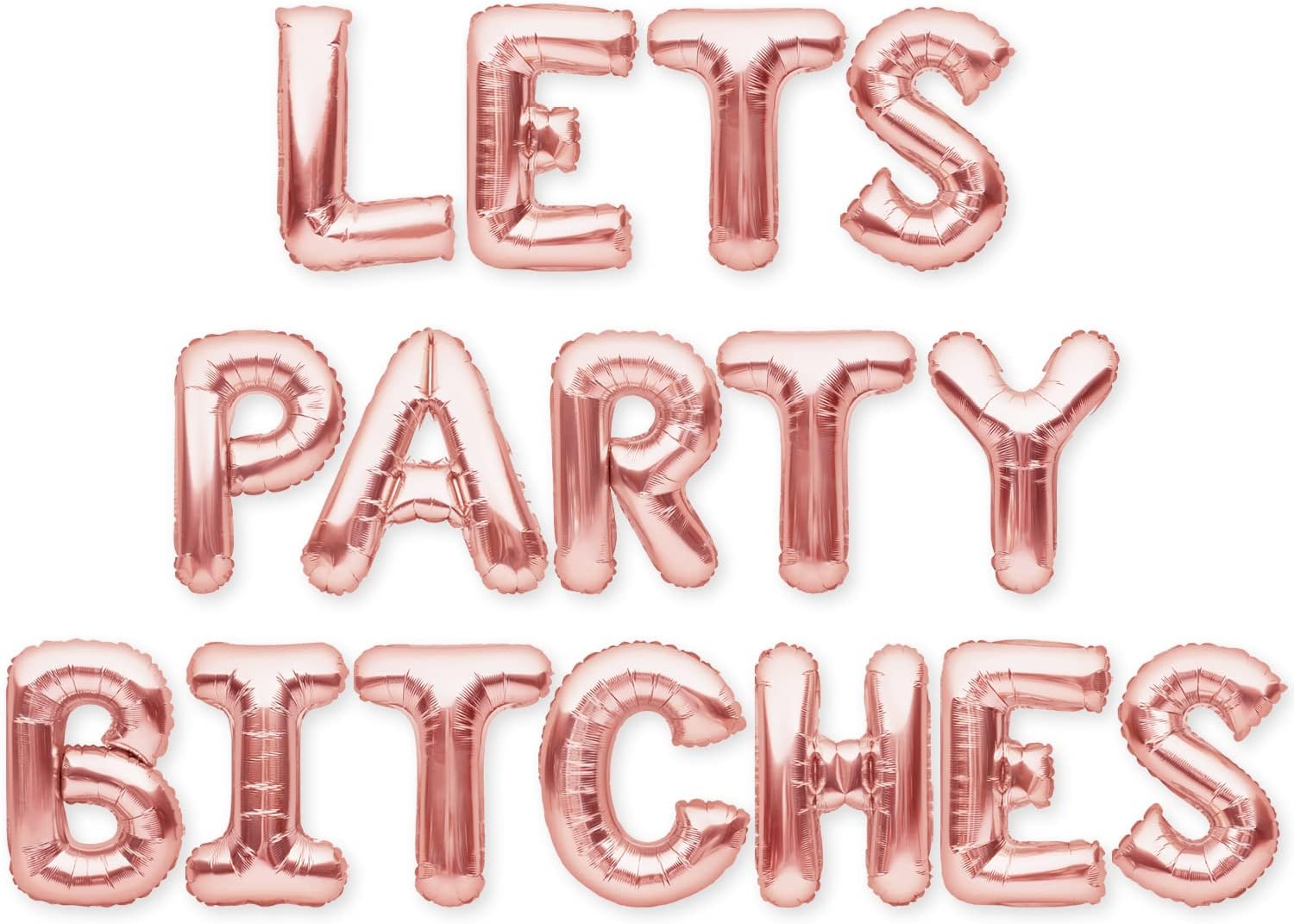 PartyForever Bachelorette Party Balloons Decorations Rose Gold 16 Inch Letters Banner - Bridal Shower Decorations Set