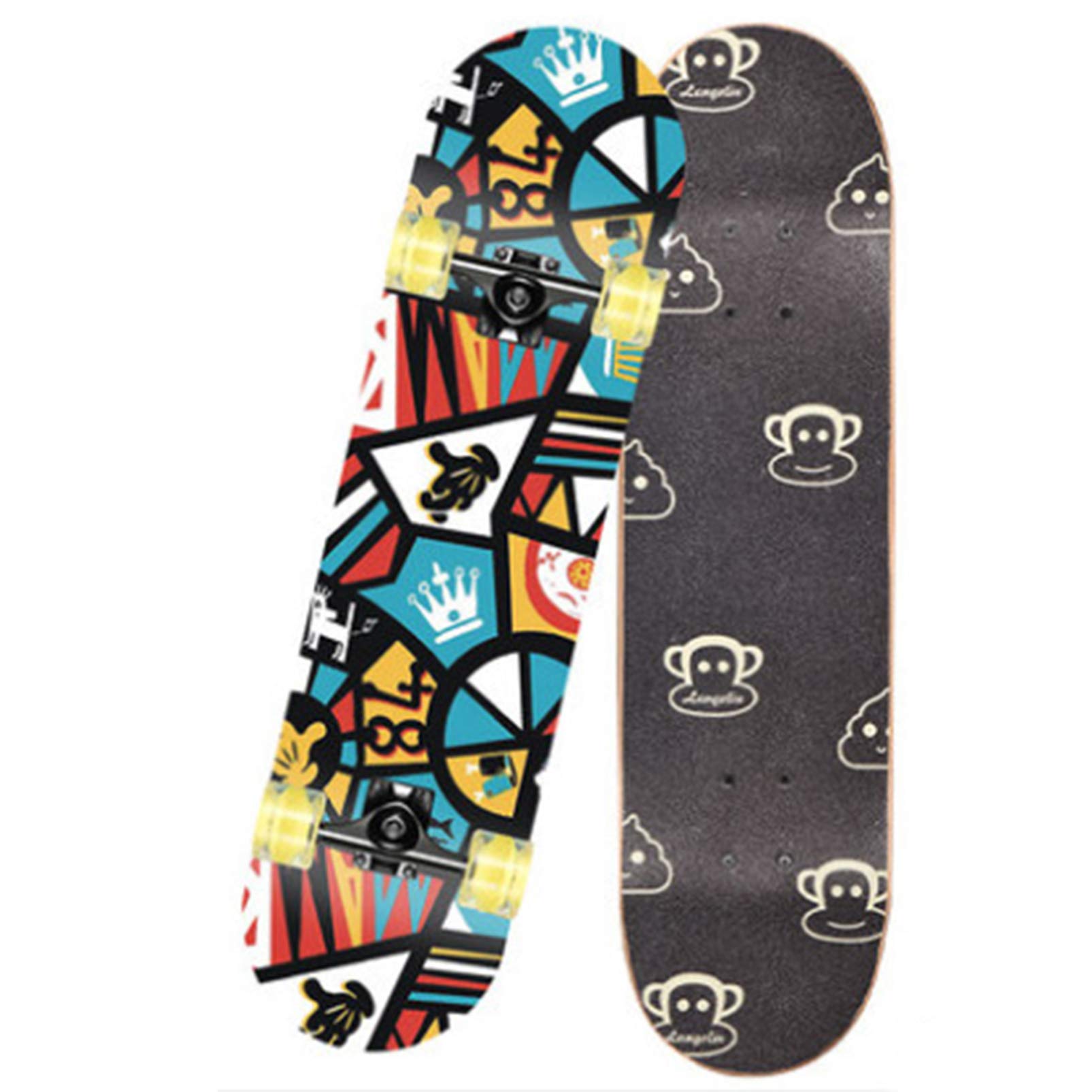 Planche à roulettes Enfants 31 Pouces Skateboard Enfants débutant Concentration de Haute précision et développement de l'équilibre 31 Pouces Standard Double Warp Board Face vers Le Haut
