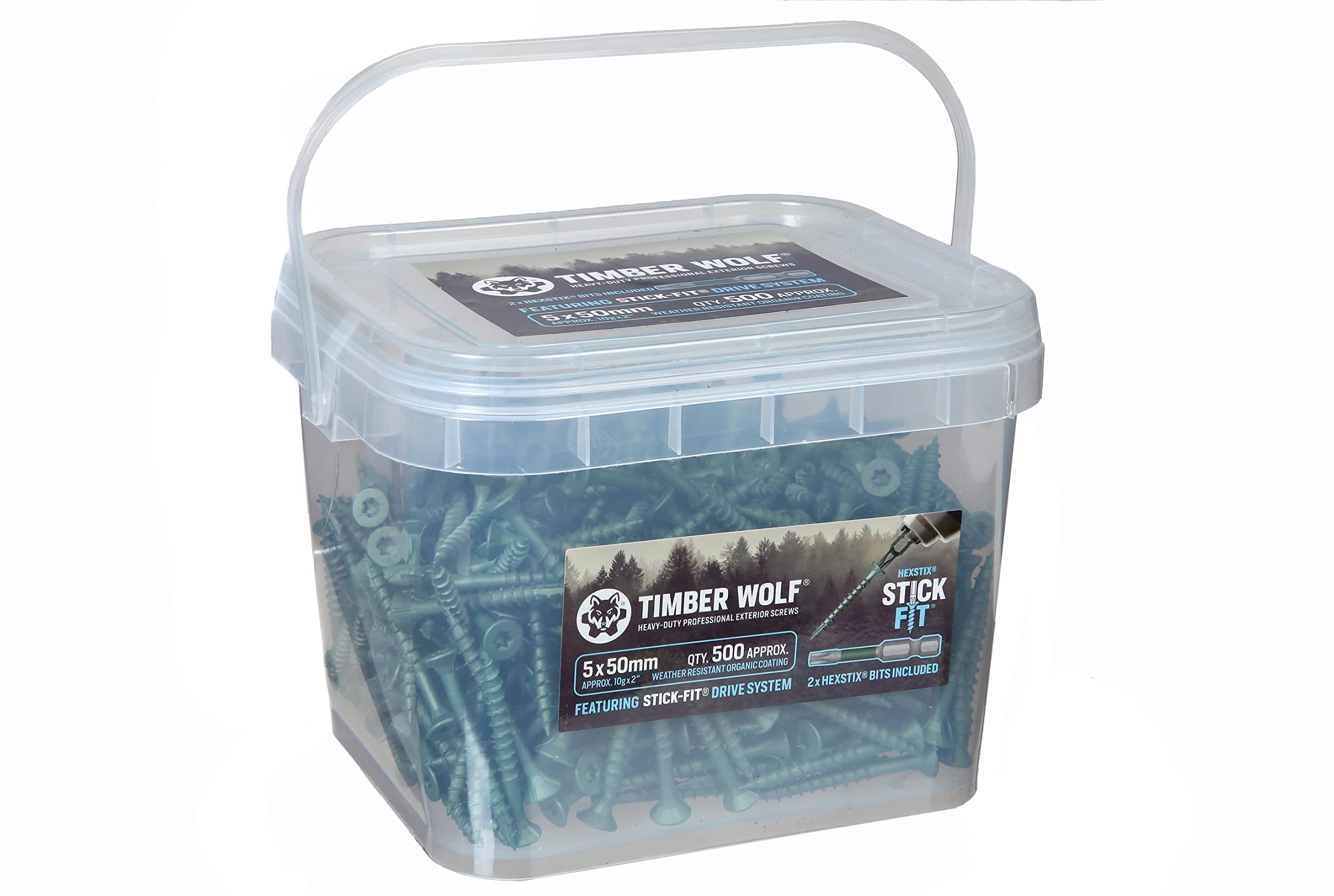 Timber Wolf Green Exterior Woodscrews - 5.0 X 50Mm - Tub Of 500
