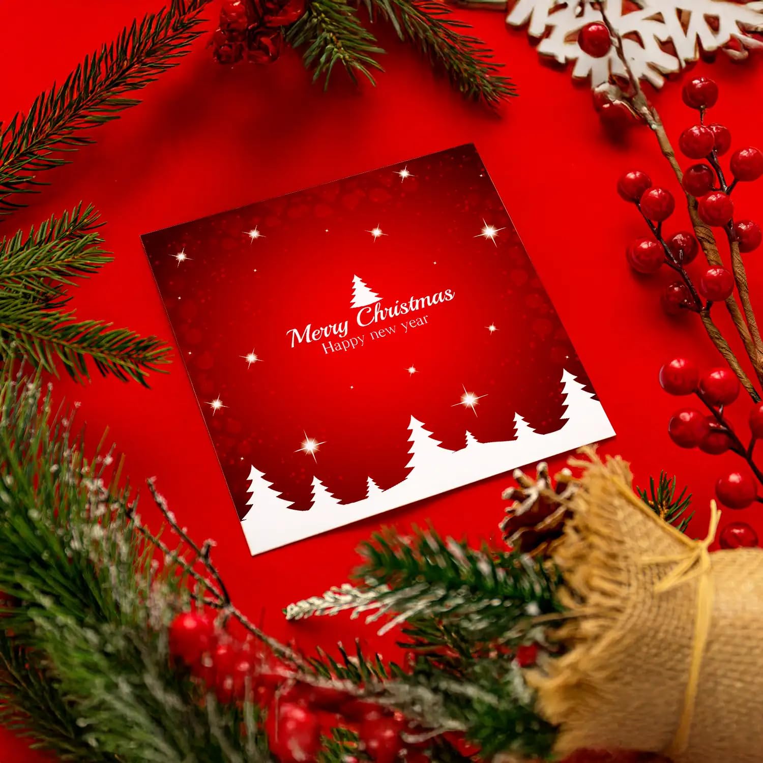 Lot de 30 cartes de Noël de qualité supérieure avec enveloppe - 14,8 x 14,8 cm - Cartes pliantes pour entreprises - Cartes de vœux pour Noël