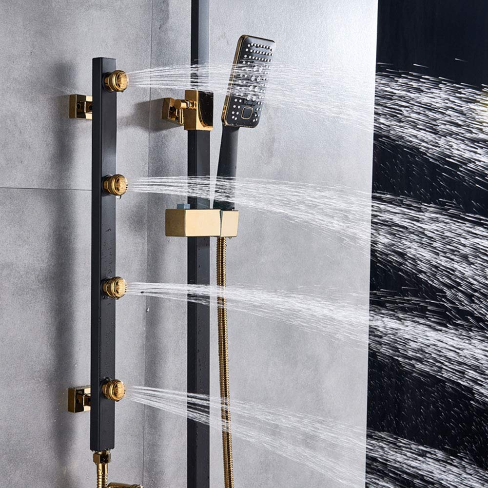 Grifo de Ducha de Lujo Cromado Negro, Mezclador de latón con rociador de bidé, chorros Laterales de SPA, Ducha, caño Giratorio para bañera, Ducha de baño, Blanco Dorado, grifos Dom