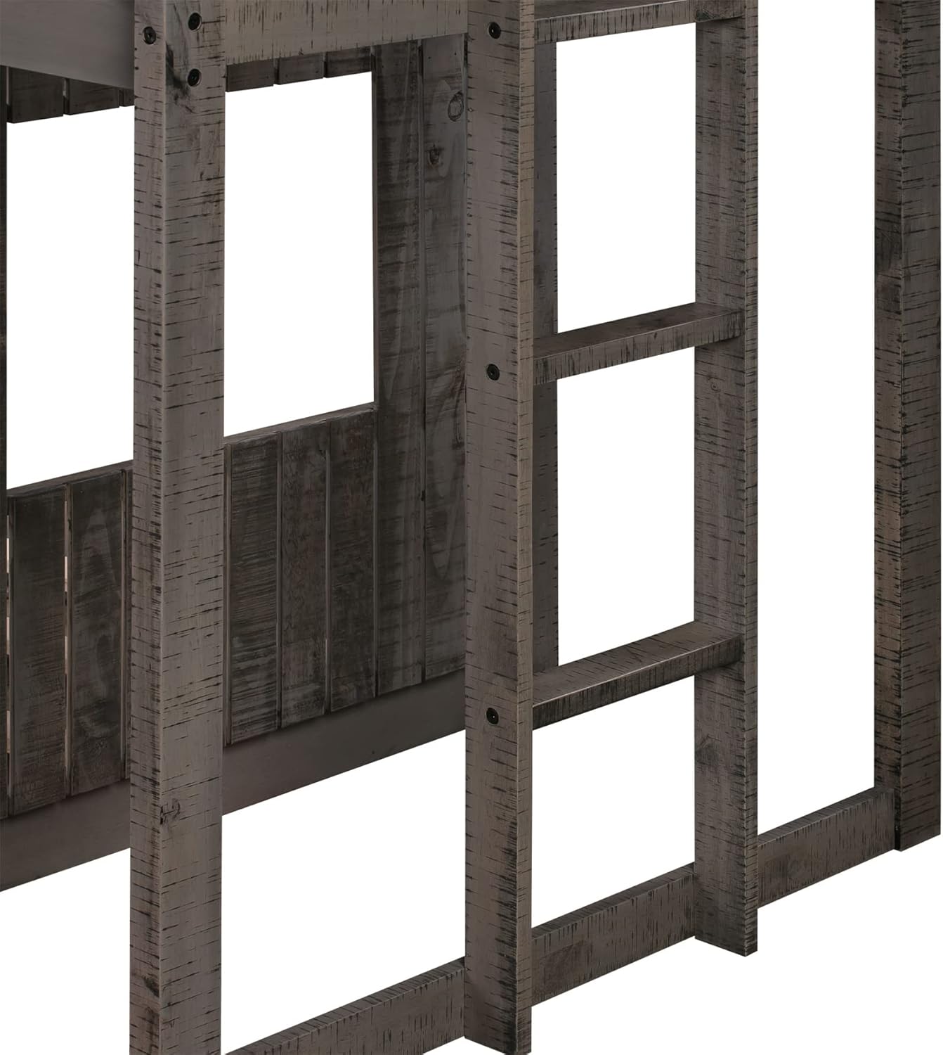 Close-up of the bunk bed ladder and frame details