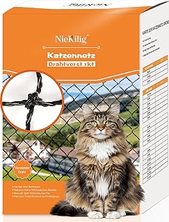 Katzennetz für Balkone Drahtverstärktes, 6x3m Balkon Drahtnetz Katzen, Balkonnetz für Katzen, Katzengitter Fenster ohne Bohren für Balkone, Terrassen, Fenster, Oberlichter, Türen, Zäune