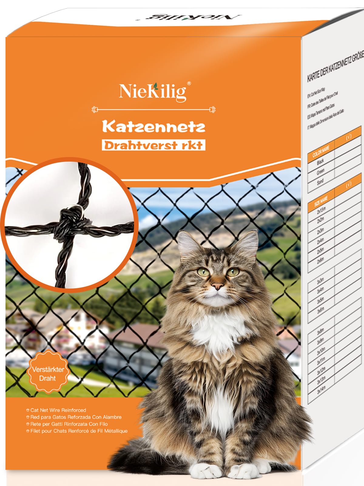 NieKilig Drahtverstärktes Katzennetz für Balkone