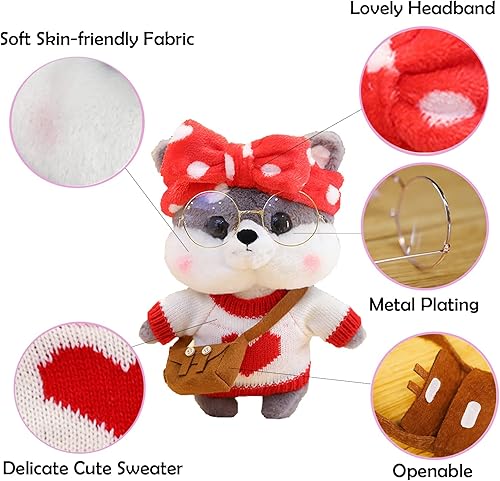 Miniatura 3 de Shiba Inu - Animal de peluche suave y lindo para perro, con trajes y accesorios para ropa de vestir extraíble, el mejor cumpleaños para niños y