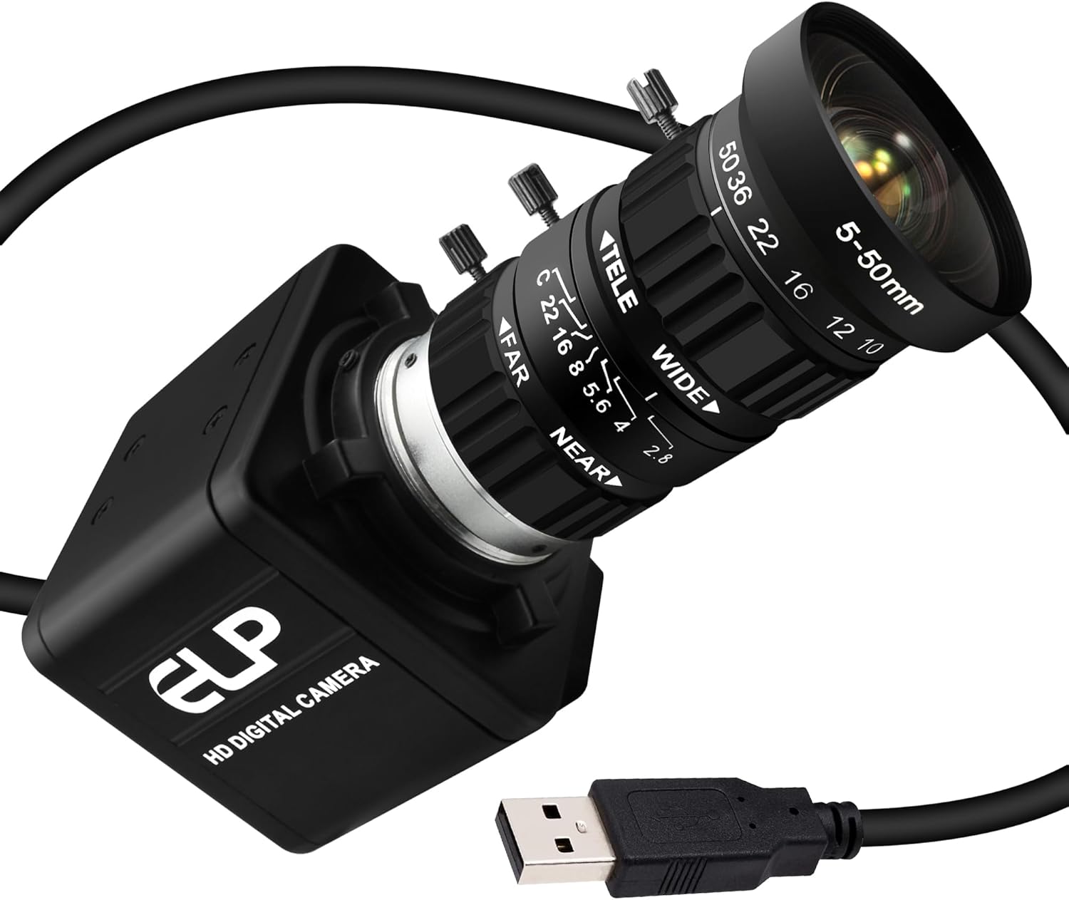 0.0001Lux Manual Zoom USB Camera 5-50mm 10X Varifocal H.264 Low Light Webcam Variable Focus Web Cam Low Illumiantion 1080P 30fps Telephoto CAMERA 2K Webcamera UVC USB2.0 Lightburn Cameras for PC