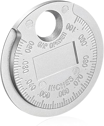 Spark Plug Measuring Tool, Zinc Alloy Sparkplug Gap Gauge Scaled from 0.020 to 0.100 Inch, Universal Spark Plug Adjustment Tool Portable Gapper Gauge for Quick Reading