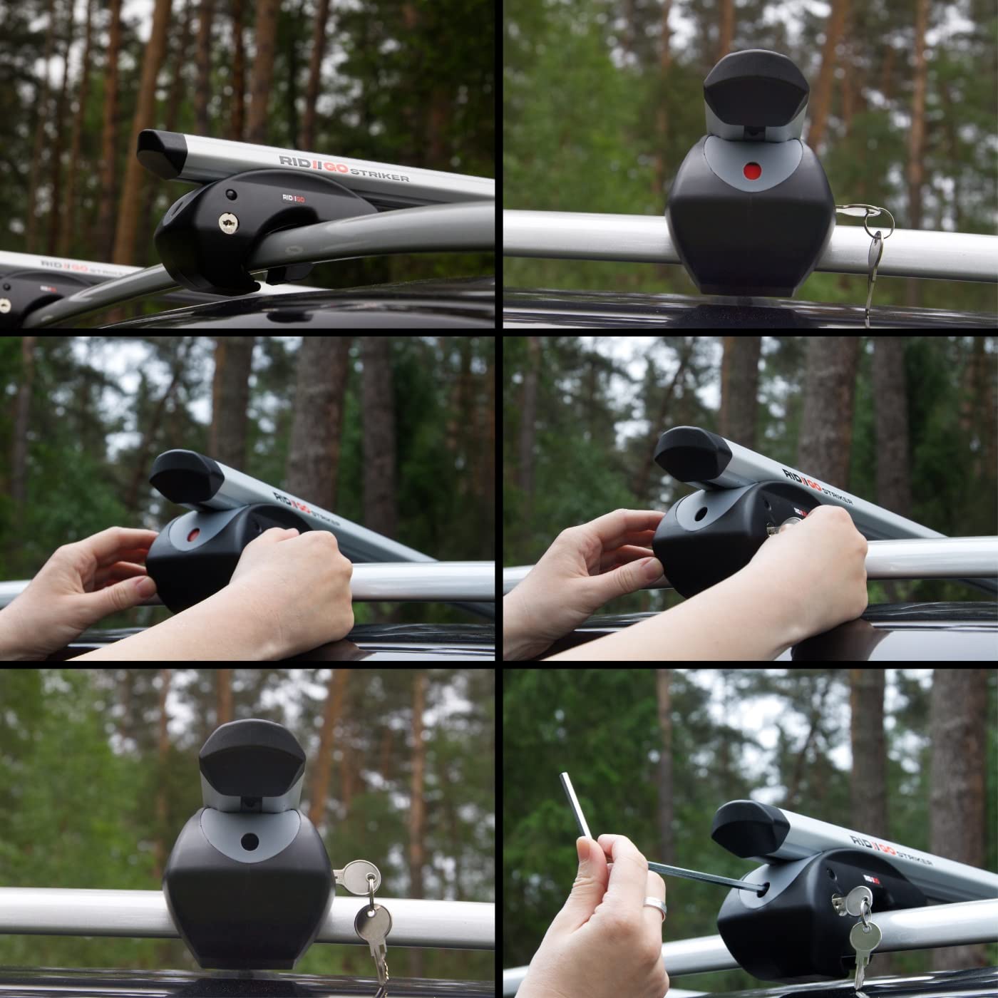 RIDIGO Striker Dachträger für Ford Kuga 2 II MK2 2013-2019 | Aluminium, 90 kg Tragkraft, offene Dachreling, Silber
