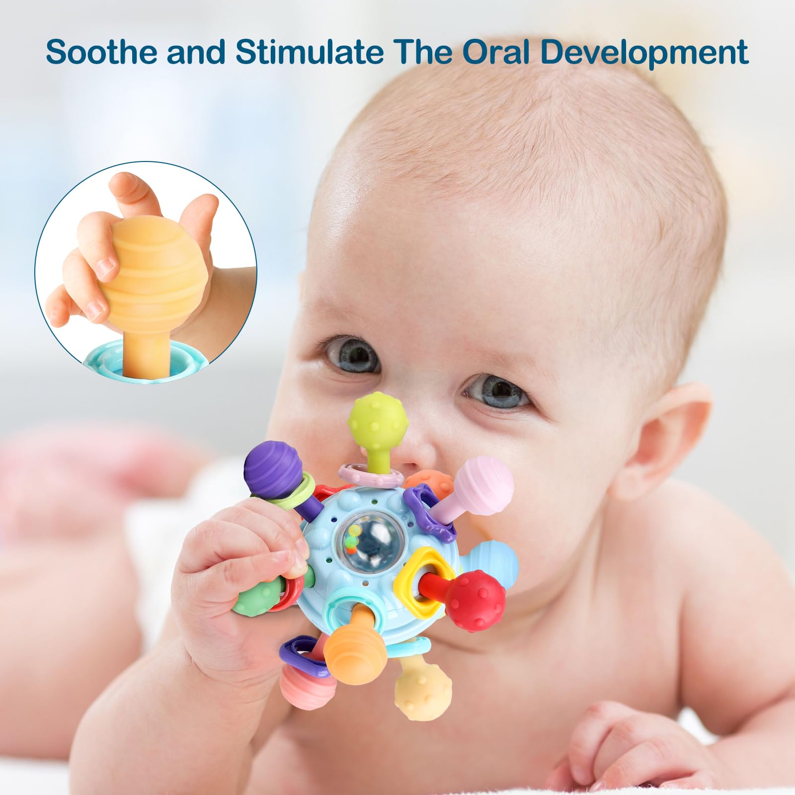 Baby Easter Basket Stuffers Sensory Teething Toys - Montessori Teether Toys for Babies 0-6 6-12 Months, Infant Developmental Learning Toys for 0 3 6 9 12 18 Months Newborn Baby Boy Girl Gifts