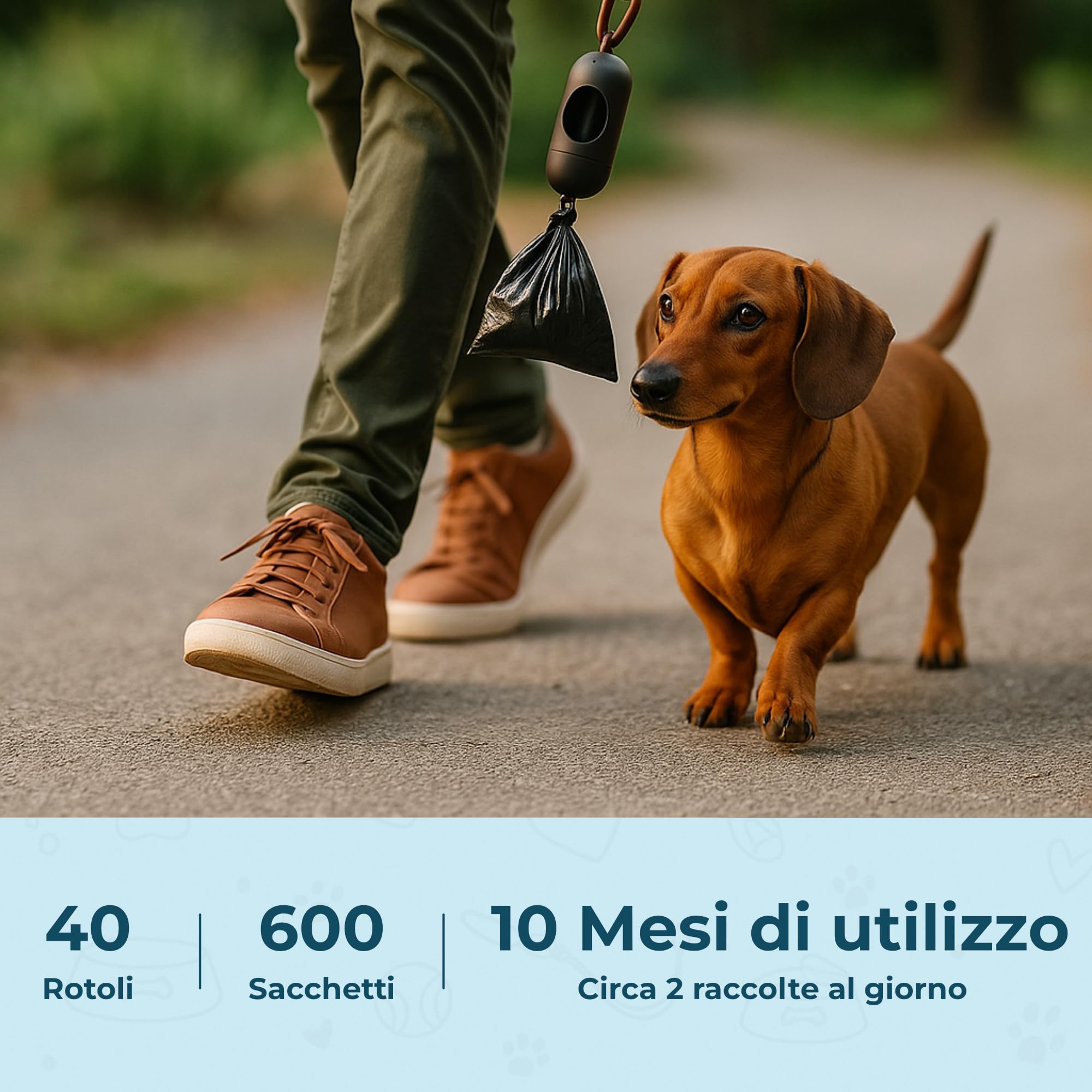 PORTENTUM Sacchetti Igienici Cane, 600 Pezzi (40 Rotoli), Neri - Extra Resistenti, Antiperdita e di Facile Apertura, Sacchetti per Cacca di Cane in Materiale Riciclato e Senza Profumo