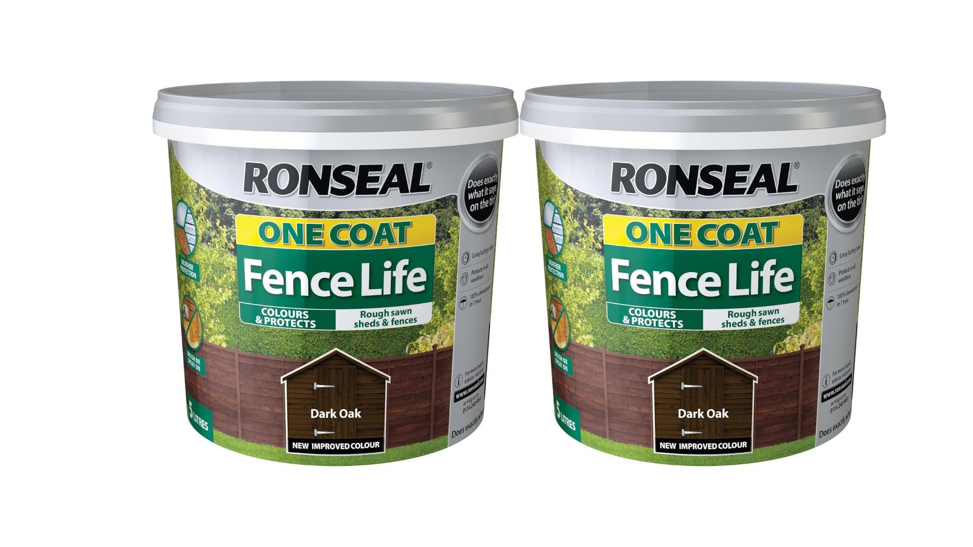 FAB INT PRODUCTS Fence Life Wood Treatment, 2 x 5 litres, One Coat Formula (2 X Dark Oak)