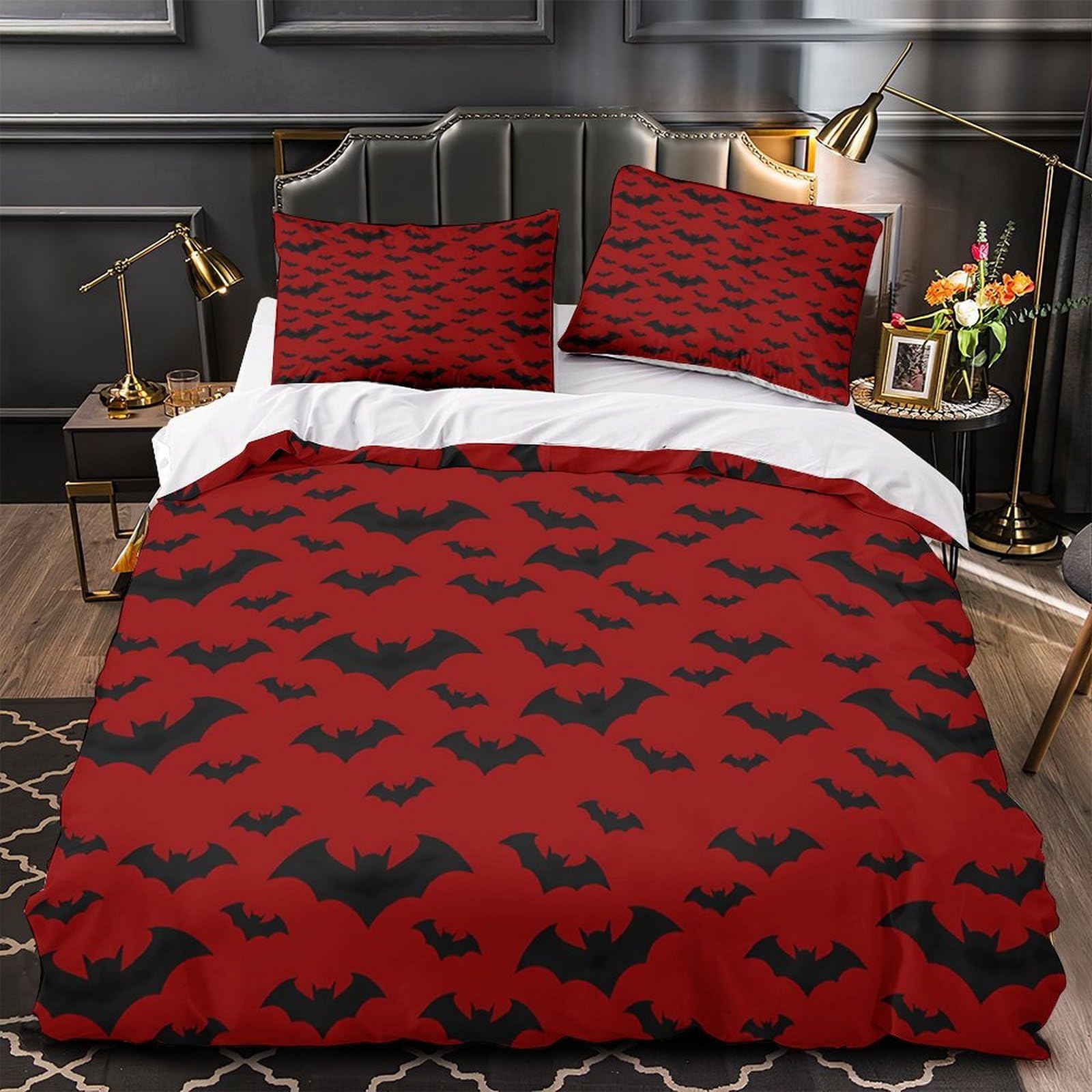 Chauves-souris d'Halloween parure de lit 3 pièces pour décorer la chambre des enfants et ados