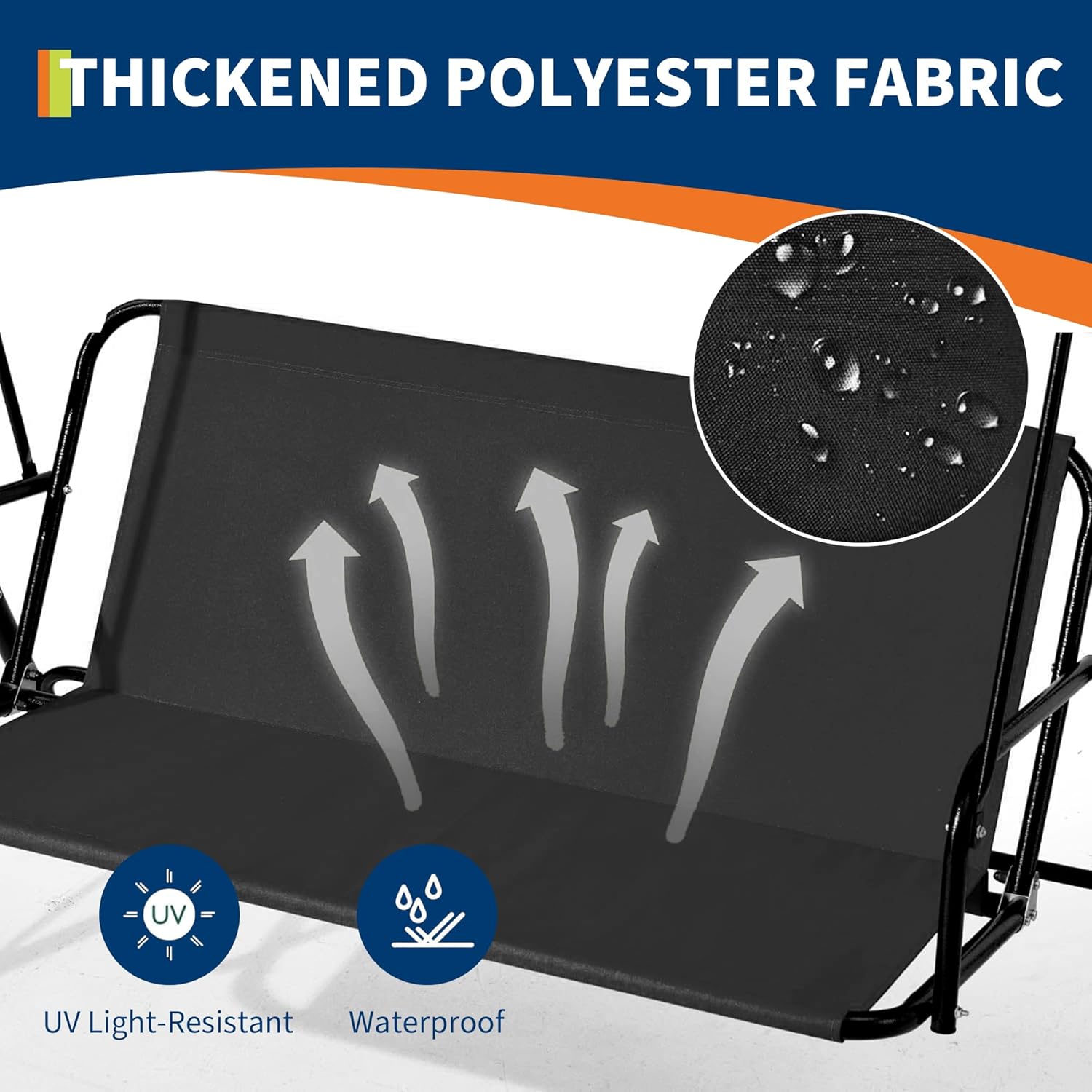 3 Person Patio Swing Chair with Canopy for Porch, Convertible Canopy Hanging Glider Lounge Chair, Patio SwingWith Adjustable Tilt Shade