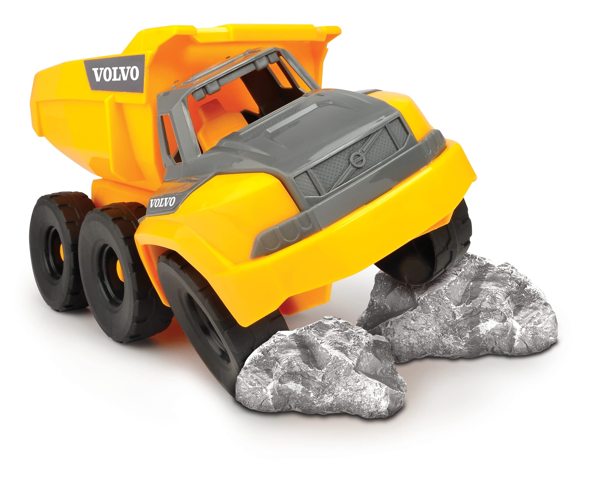 Dickie Toys-Volvo Baustellen-Spielzeug (9-teiliges Set)-für Kinder ab 3 Jahren, 1 Meter hoher Kran, 3 Baustellenfahrzeuge (Radlader, Bagger, Kipplaster), Sandspielzeug & Helm, Mehrfarbig (203724007)