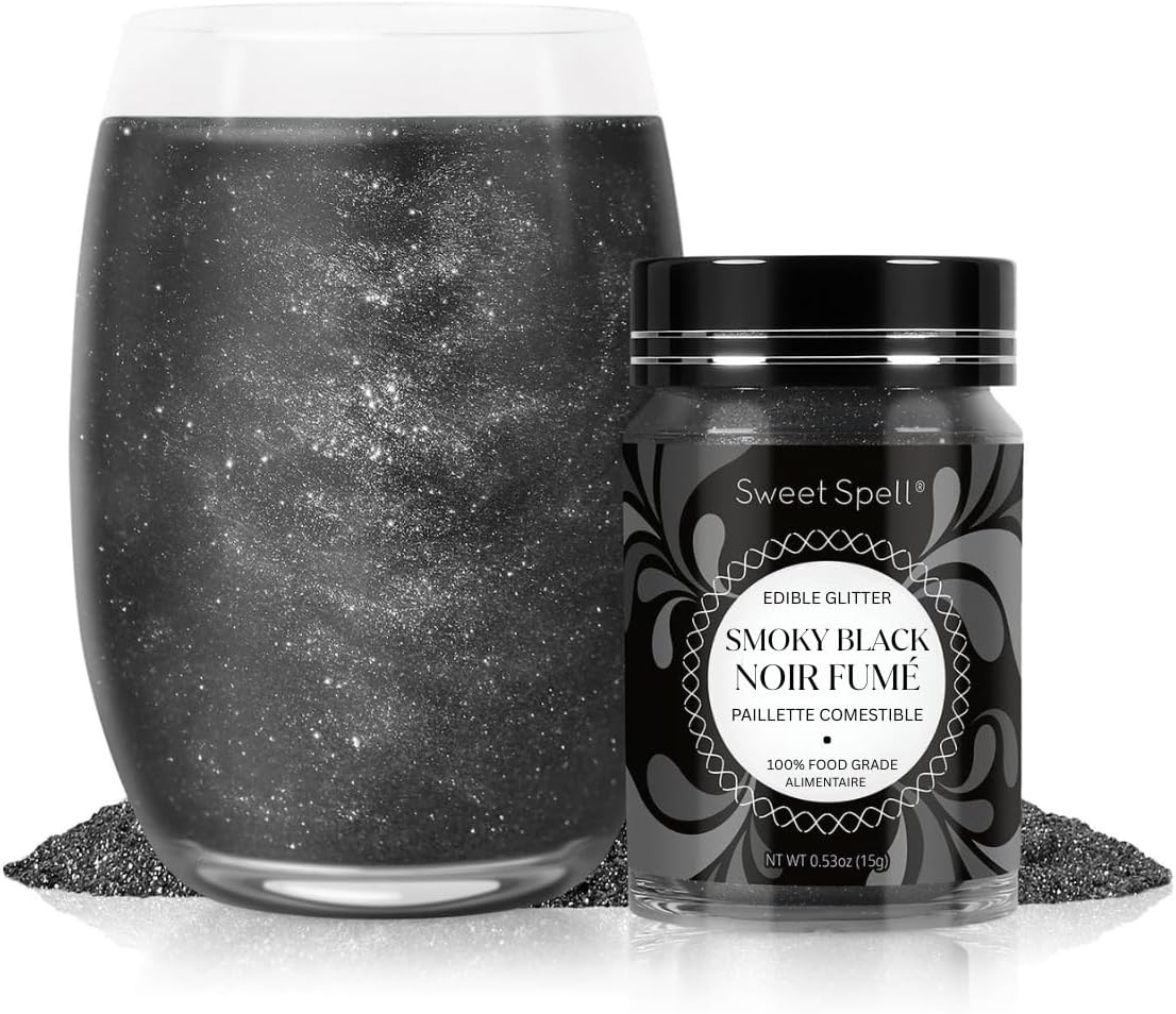 Sweet Spell Edible Glitter (15g) - Shimmer Sparkles for Drinks, Cakes, Cocktails - 100% Edible & Food Grade Glitter, Vegan, Gluten-Free (Black)