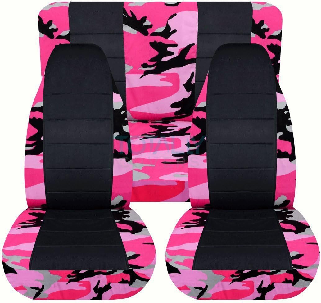 Totally Covers Compatible with 1997-2006 Jeep Wrangler TJ Camo & Black Seat Covers: Orange Tree Camouflage - Full Set: Front & Rear (19 Prints) Complete Back Bench