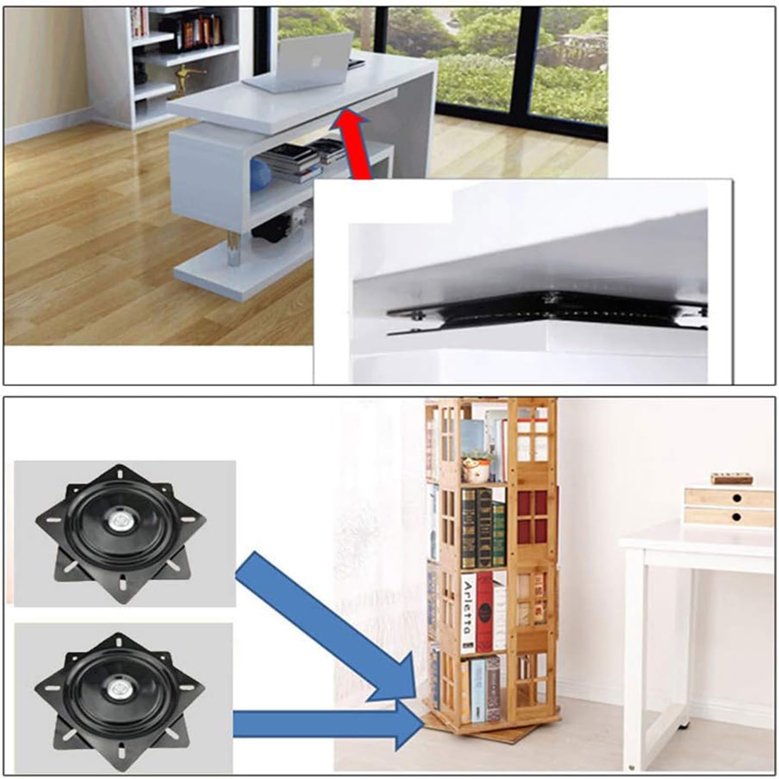 Rcbzzp Draaitafel voor stoel, draaiplateau met kogellagers, 360 graden draaiplateau met kogellagers, 190 x 190 x 28 mm, voor krukken, tafels, tv- rekken (7,5 inch