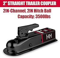 Vista 2 de Acoplador de Remolque Recto Negro Bola de 2" Ancho de Canal de 2" 3500 LBS Acoplador de Lengüeta de Remolque