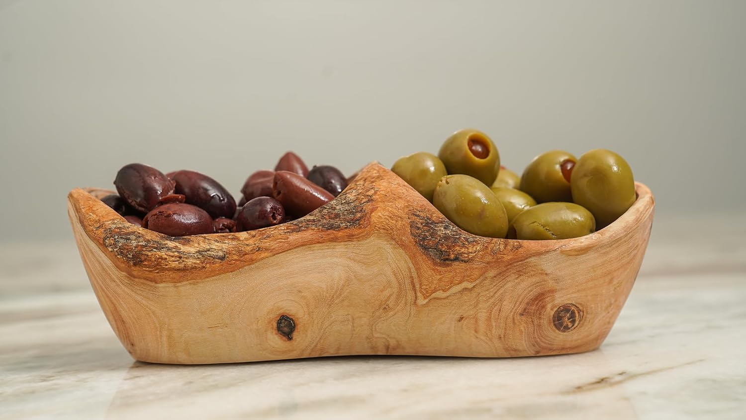Lipper International Olive Wood Rustic Dish, 2 Sections