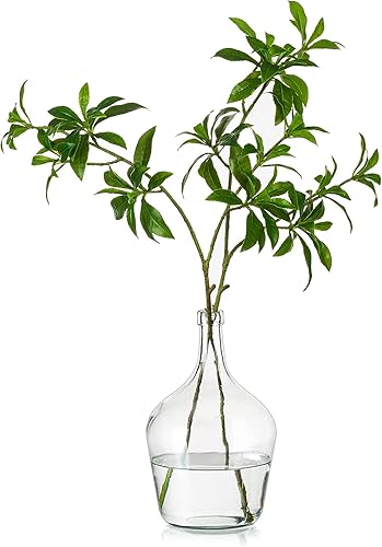 Hewory Jarrón Grande de Vidrio para Decoración, Jarrón de Piso Decorativo de Granja Transparente de 10 Pulgadas Alto, Jarrón de Vidrio Redondo de