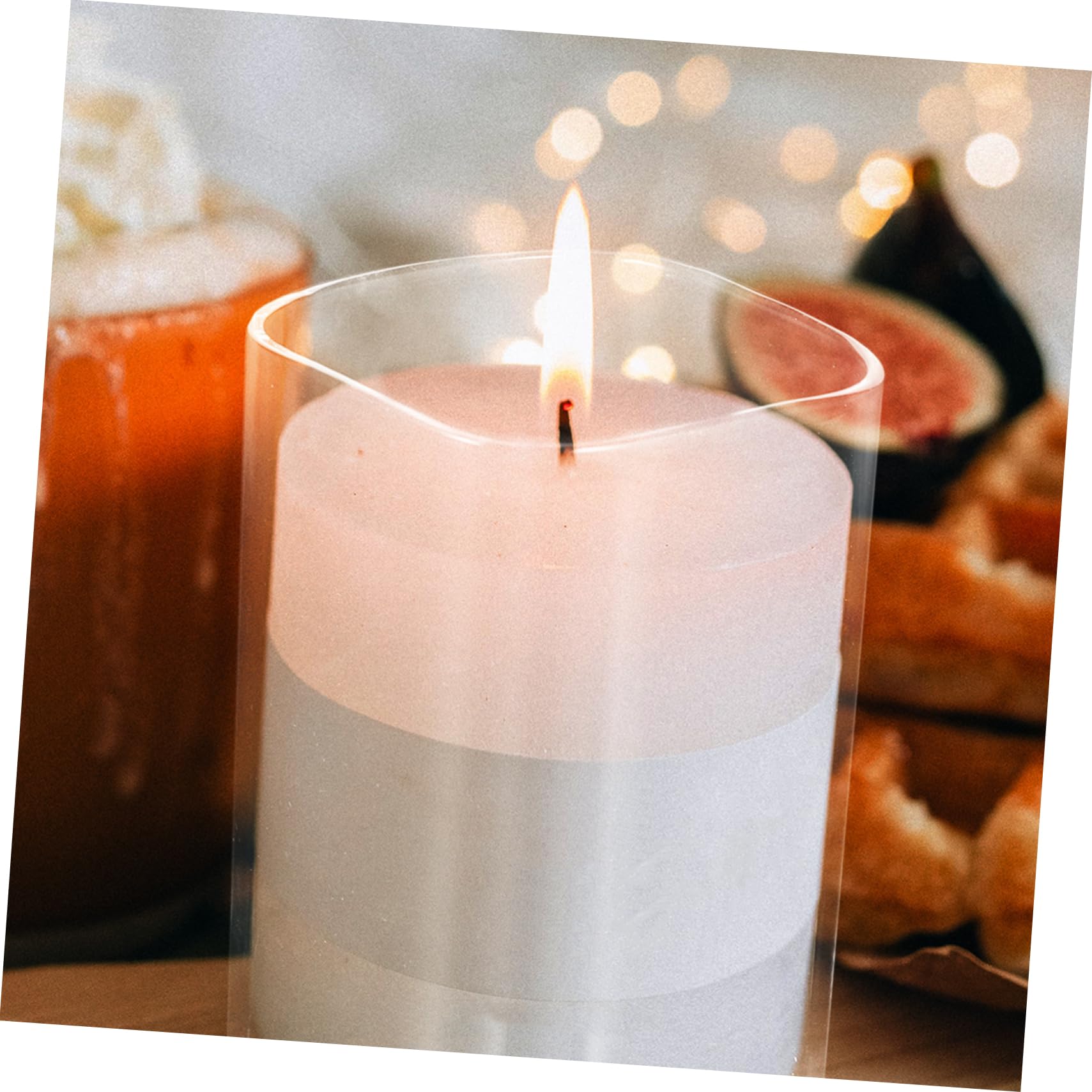 Cabilock Windproof Glass Candle Holder Glass Candle Holder Sleeve Desktop Candle Holder Household Candle Shades Clear Glass Candle Cover Clear Candleholders Clear Candle Tube Shades