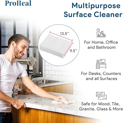 Miniatura 4 de ProHeal - Toallitas secas desechables Paños de limpieza ultrasuaves y no humedecidos para adultos, incontinencia, cuidado del bebé, eliminación de