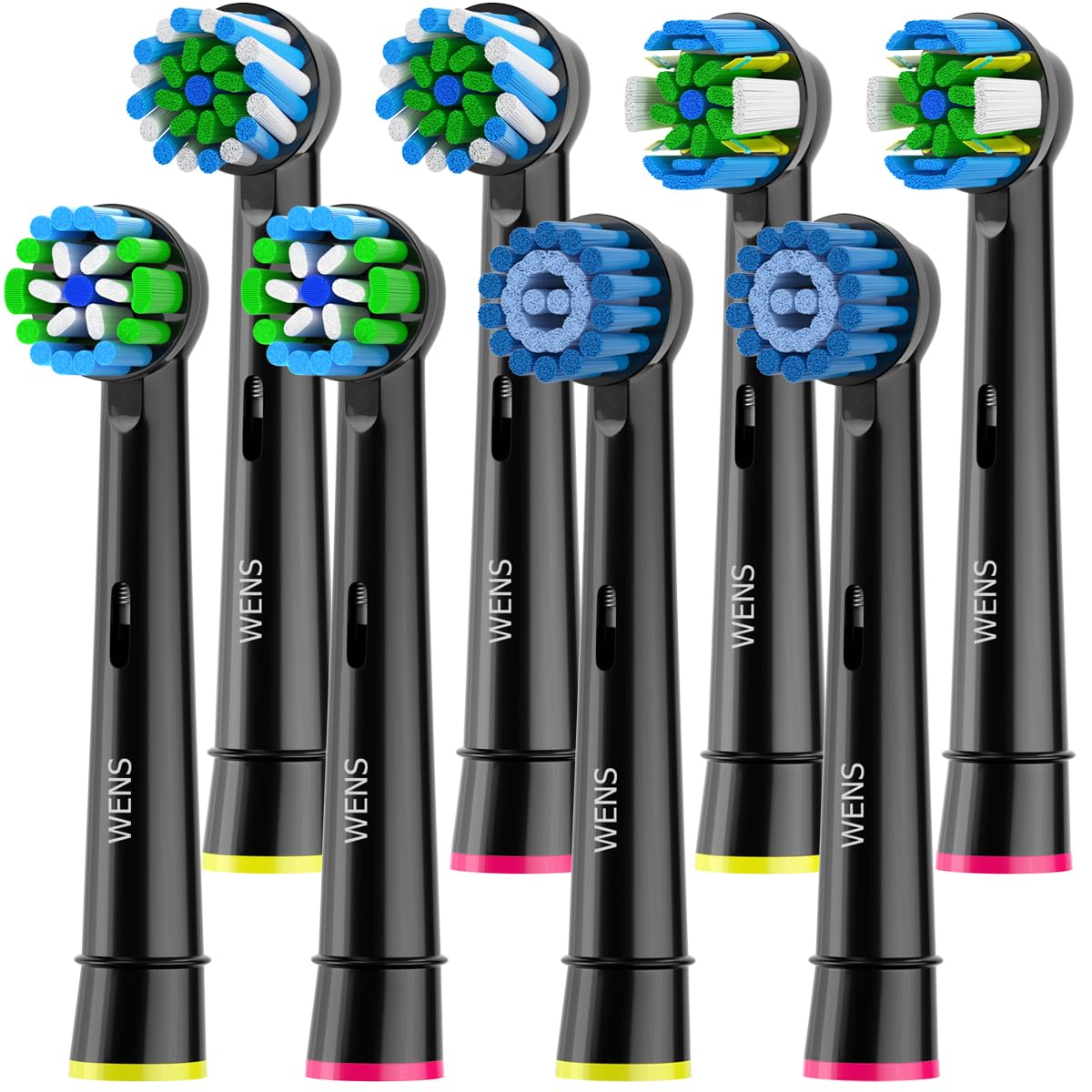 WENS Sensitive Aufsteckbürsten Kompatibel mit Braun Oral b Elektrische Zahnbürste, Zahnbürstenköpfe Geeignet für Oral-B Pro1000/2000, 4 Sensitive, 4 Precision, 4 Floss, 4 Cross, Schwarz 16er