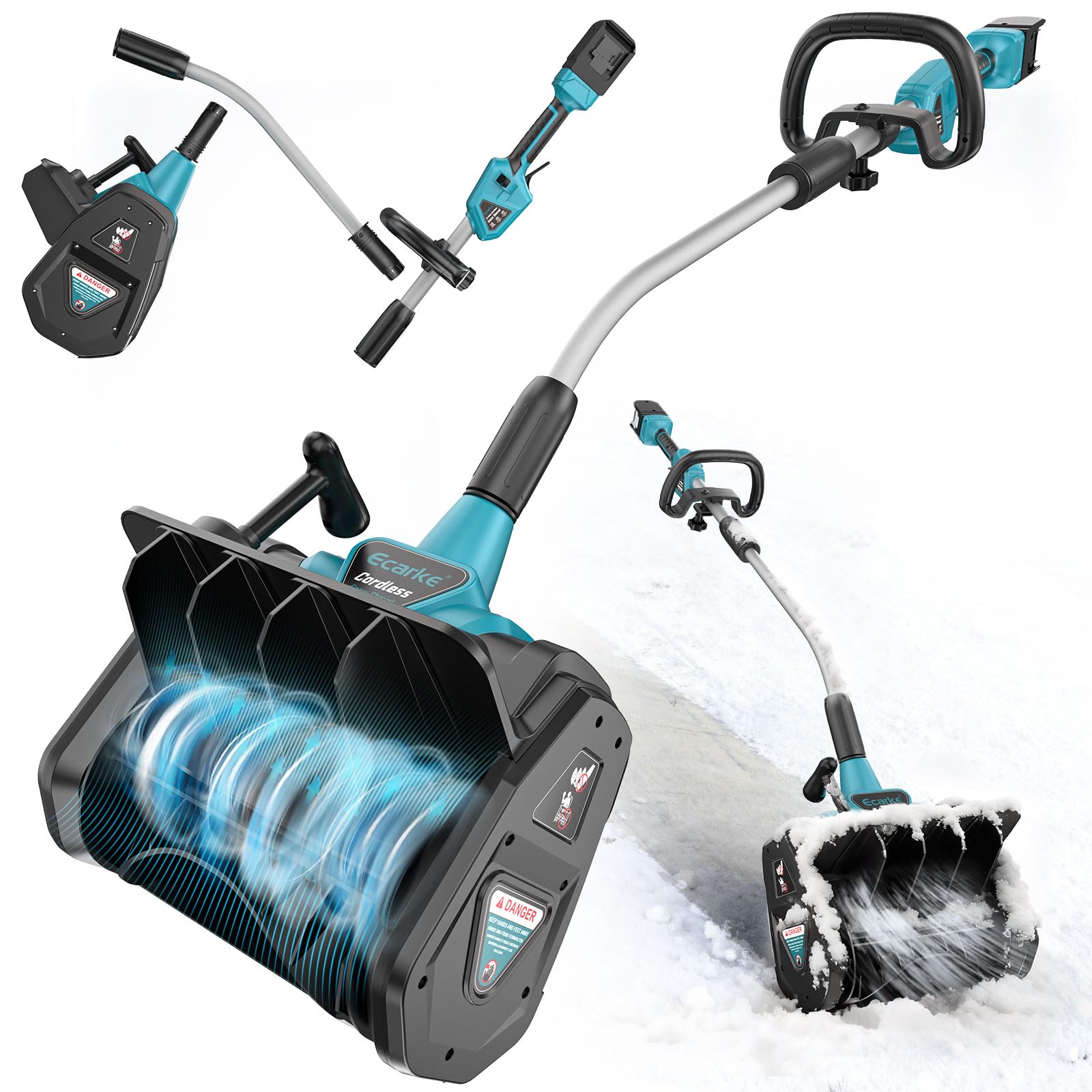 Ecarke Fraise à Neige sans Fil Compatible Makita 18V, Moteur Brushless 1000W, Hauteur 20 cm, Largeur 33,5 cm
