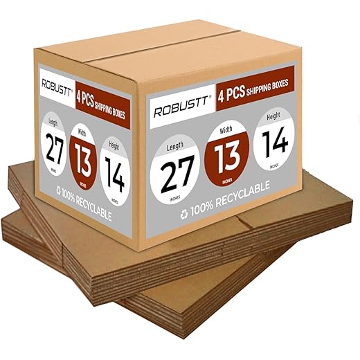 Robustt 5 Ply Cardboard Boxes 27x13x14 (Pack of 4)
