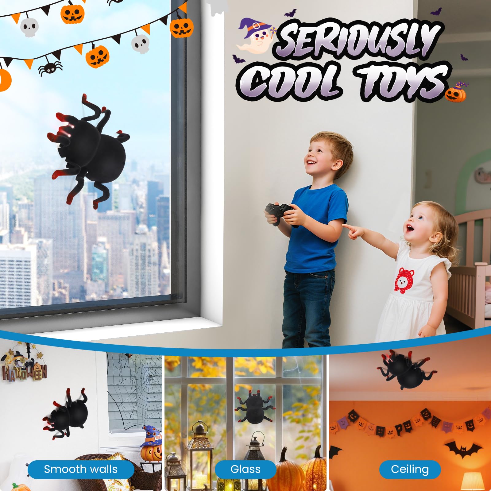 Araña RC a Control Remoto - Trepa Paredes y Techos, Recargable con Ojos LED - Juguete Robot Araña para Niños de 3 Años en Adelante Escalofriante para Niños y Niñas