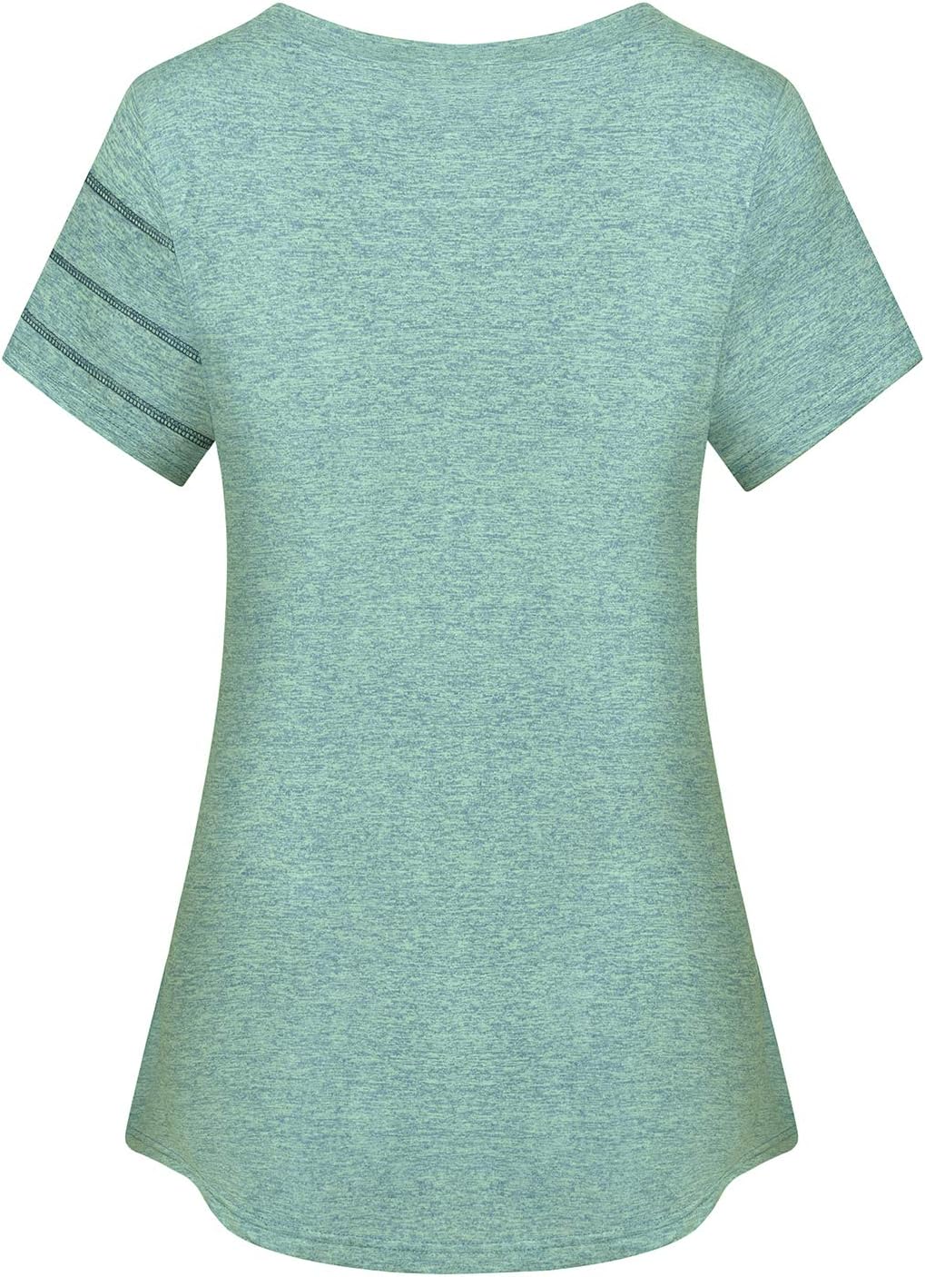 Womens Short Sleeve Workout Shirts Trendy Casual Summer Athletic Yoga Tops - Image 2