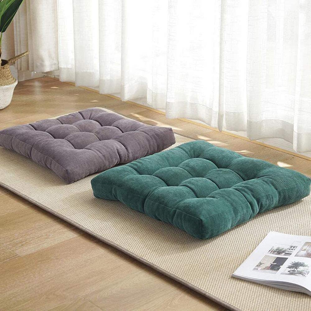 Cuscino spesso e morbido per yoga e meditazione, in velluto a coste trapuntato, per balcone, patio, uso domestico, 40 x 40 cm, cuscino quadrato in tinta unita per comfort e relax